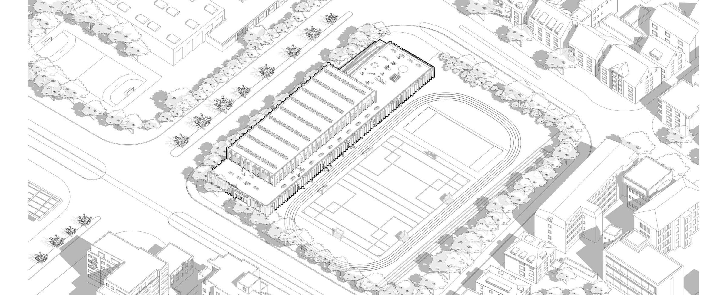 Vogelperspektive Sporthalle