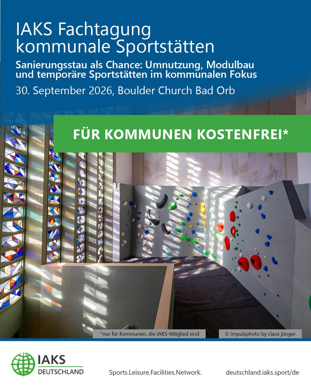 IAKS Fachtagung kommunale Sportstätten teaser bild - störer Für kommunen kostenfrei*