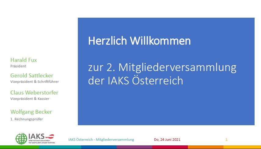 Mitgliederversammlung IAKS Österreich online Juni 2021